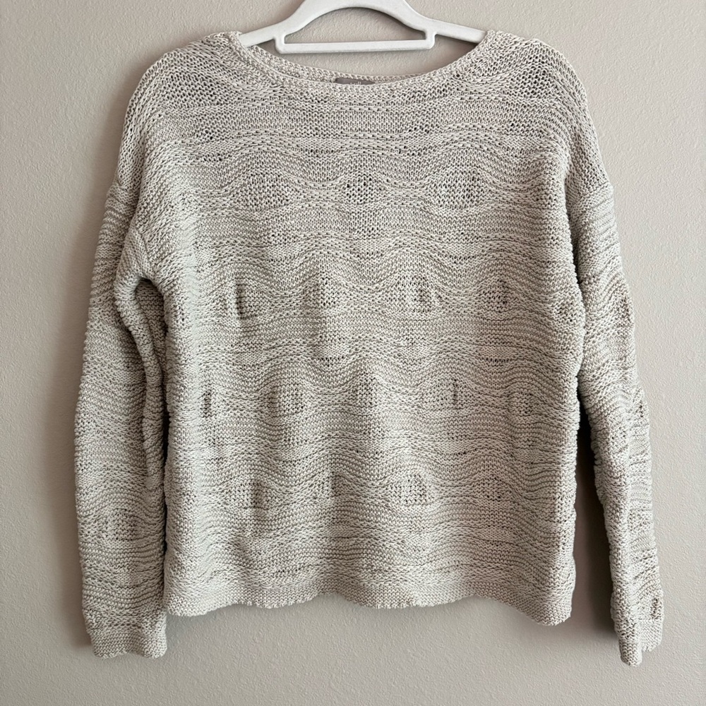J.Jill crochet wave knit cream sweater